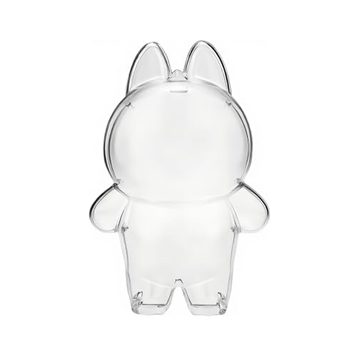 Transwon Protective Case for LABUBU Big into Energy Series, Clear Acrylic Case Cover Display Box Accessories with Silicone Strap White - Standing V3