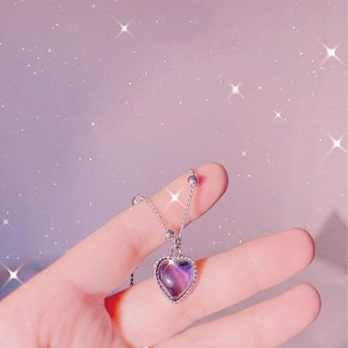 Fmzrbnih Collier thermochrome avec pendentif - Collier avec cœur qui change de couleur | Chaîne de pull hip hop pour femme avec pendentif qui change de couleur sensible à la température P – vue 2