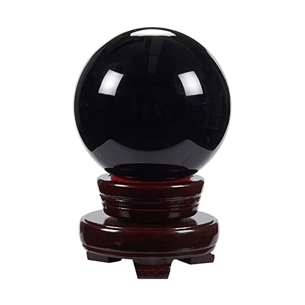 Hochwertige Schwarze Kristallkugel von Juvale - Mit Holzsockel - Ideal für Meditation, Feng Shui, zur Dekoration…