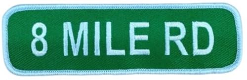 Detroit 8 Mile Rd Street Sign Embroidered Patch 5″ Wide x 1.5″ Tall - Iconic 8 Mile Road Patch (Heat Seal Backing)