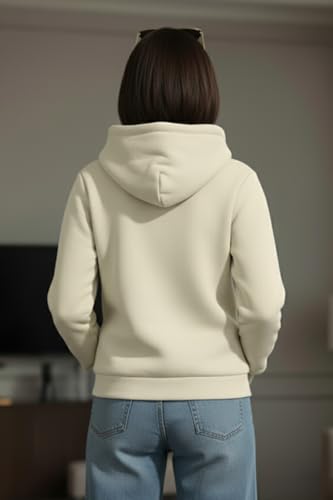 Image of JUNEBERRY Cotton Spun Casual Solid Full Sleeves Women Stylish Hooded Neck Regular Fit Hoodie for Winter