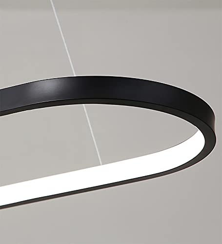 Lampe suspendue LED dimmable noire avec télécommande pour éclairage de table à manger