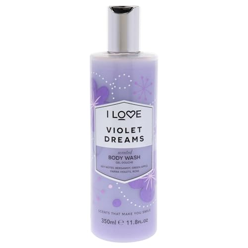 I LOVE® Violet Dreams Scented Body Wash – Rich & Creamy Foam with Natural Fruit Extracts & Pro Vitamin B5 – Moisturising, Vegan-Friendly & Cruelty-Free 350ml