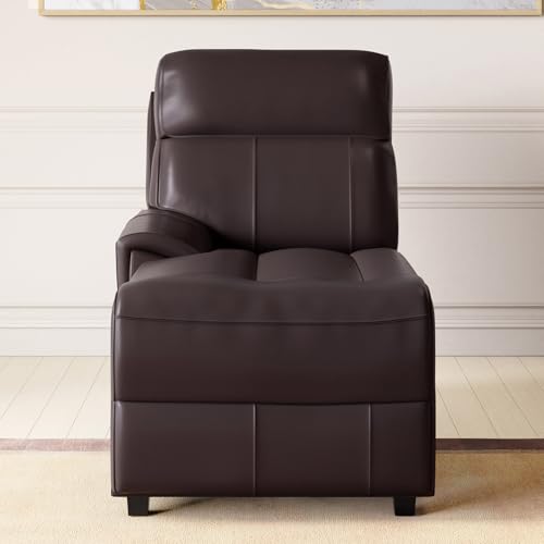 Image of Home Centre Stockholm Half Leather 1-Seater Push Back Lounge Recliner - Brown