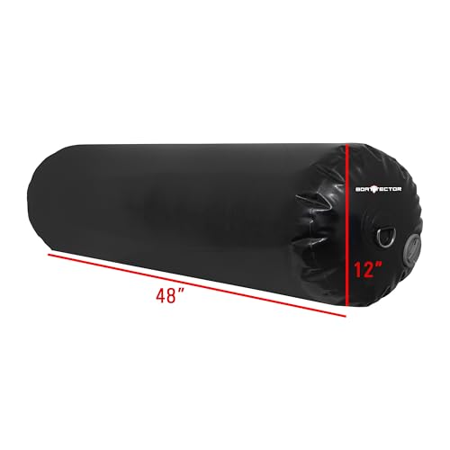 Extreme Max 3006.8598 Heavy-Duty Inflatable Rafting Fender with Stainless Steel D-Rings for Boats, Yachts & Sailboats - 48\" x 12\", Black - Thumbnail 3