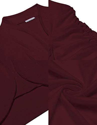 Elesol Womens Summer Crop Shrug Short Sleeve Shrug For Dressy Ruffled Bolero Shrug Stretch Solid Cardigan Wine Red S #TOP5