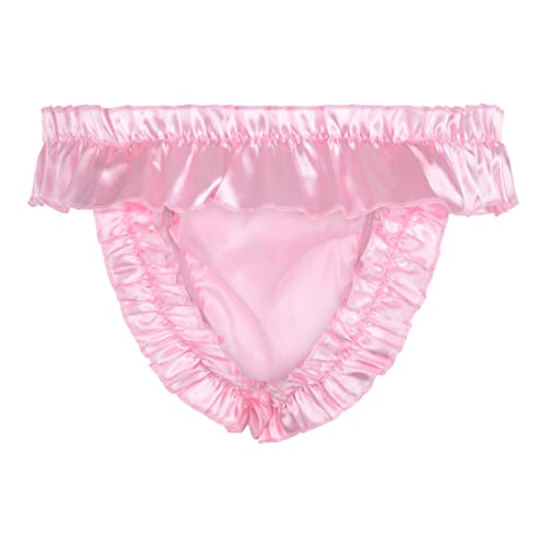 Satini Men's Satin Ruffle Bow Thong Sissy Knickers Briefs Jockstrap Panties - Image 3