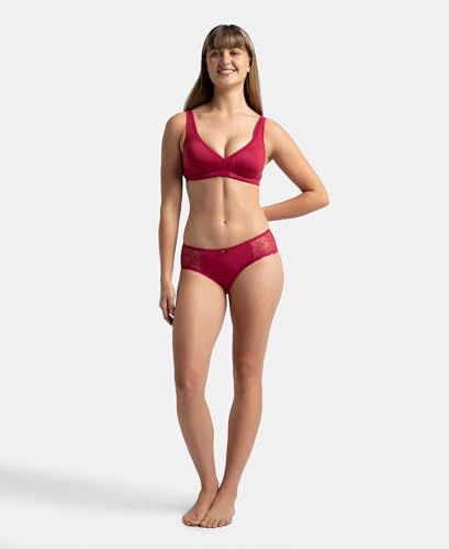 Image of Jockey 1820 Women Wirefree Non Padded Soft Touch Microfiber Elastane Stretch Full Coverage Everyday Bra with Stylised Mesh Panel