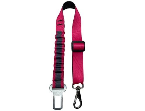 Cinto de Segurança Pet Universal com Sistema de Amortecimento, Ajustável 48-72cm, Mosquetão Giratório com Trava de Segurança para Veículos (rosa)