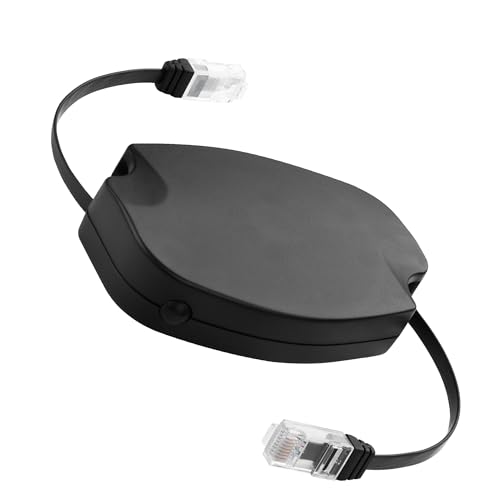 YACSEJAO Einziehbares Cat6 Ethernet Flachkabel 2M/6,6 FT Einstellbares CAT6 RJ45 LAN Netzwerkkabel,1Gbit/s, Abgeschirmtes Flaches Ethernet Kabel