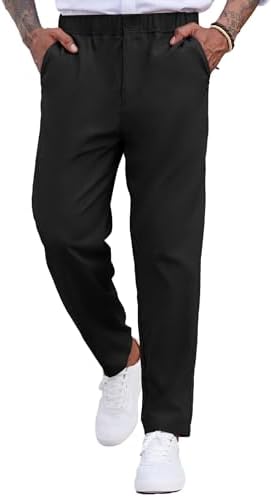 COOFANDY Men's Casual Pants Relaxed Fit Flat Front Expandable Waist Chino Slack Trousers