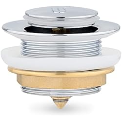 Fregadero Obra Navaris Válvula para desagüe universal - Tapón pop up con rebosadero de metal para baño cocina - Para lavabo fregadero bañera 38 mm - Pie plata