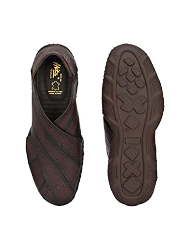 Image of HITZ Men's Brown Leather Slip-On Shoe Style Sandals