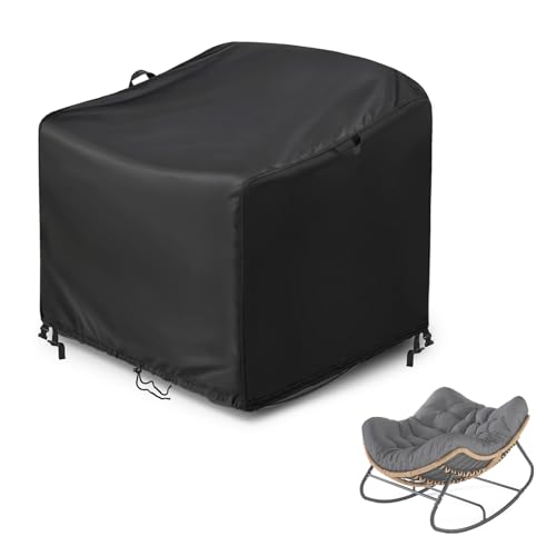Kasla Patio Chair Cover, Waterproof Heavy Duty Cover for Outdoor Egg Rocking Chair & Papasan Rocking Chair & Rattan Wicker Chair (Black, 41"L×40"W×25"H)