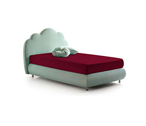 Fitted Sheet with Corners for Double Bed Cotton, Made in Italy, Bed Linen 170 x 200 cm with Elasticated Corner 25 cm, Burgundy - Image 3