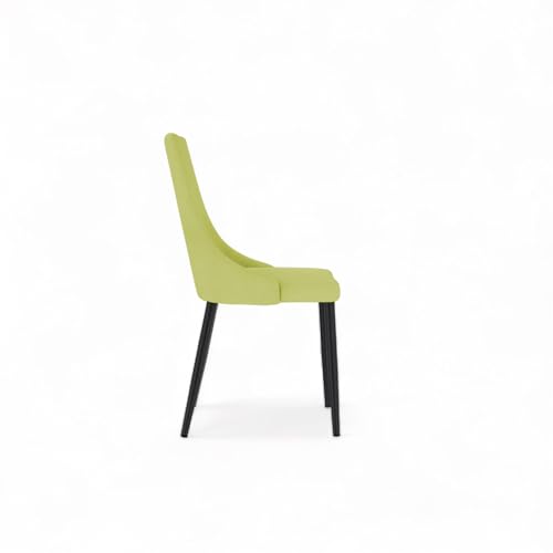 Image of Finch Fox Taskpro Modern Unique Velvet Upholstered Seating Living Room Dining Chair with Black Metal Legs in Light Green Color