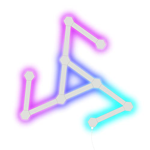 Hexiher Lines Smart RGB LED Wall Lights Sync to Music,9 Light Bars and 9 Hexagon Lights Compatible with Alexa and Google Assistant for Gaming Room, Home Decor.