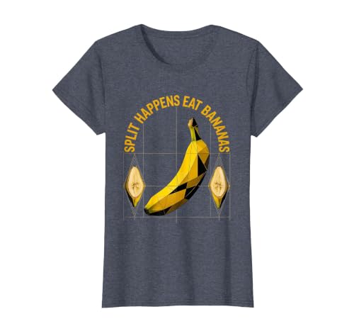 Split Happens Eat Bananas Funny Fruit Design T-Shirt, Women, Heather