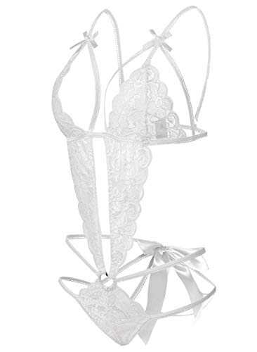 Image of Donnalla Women's Deep V Lace Teddy One Piece Lingerie Cutout Strappy Lingerie