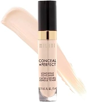 Milani Conceal + Perfect Longwear Concealer - Pure Ivory (0.17 Fl. Oz.) Vegan, Cruelty-Free Liquid Concealer - Cover Dark Circles, Blemishes & Skin Imperfections for Long-Lasting Wear