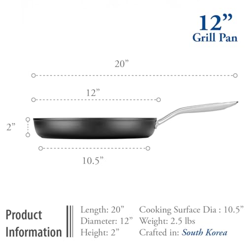 TECHEF - Onyx Collection, 12-inch Grill Pan For Stove Top, Nonstick Grill Pan For indoor cooking, PFOA-Free, Heavy-Duty Aluminum, Made In Korea (No Induction) - Image 3
