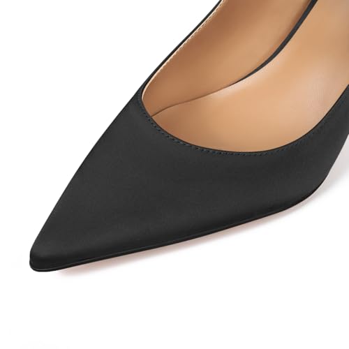 Image of XINIUNIU Heeled Mules for Women Rhinestone Heels Pointed Toe Slip On 2.5 Inch Kitten Stiletto Closed Toe Sandals Dress Wedding Pump Shoes