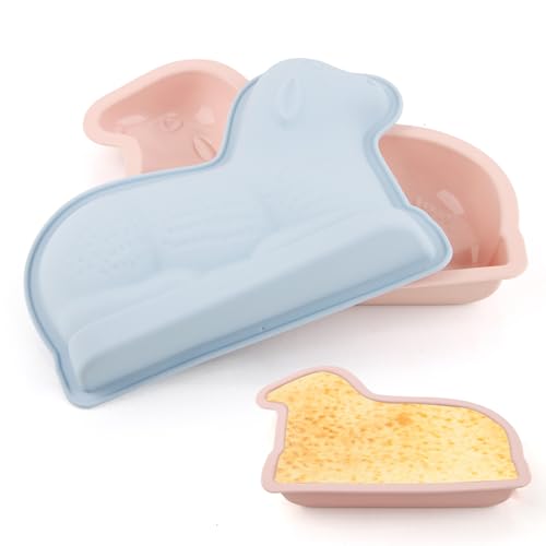 Moules Silicone, QIANAI Lot de 2 Pâques Candy Mould, Silicone Moules à Chocolat, Agneau Paques Moule En Silicone, Utilisé Pour La Confection De Gâteaux, De...