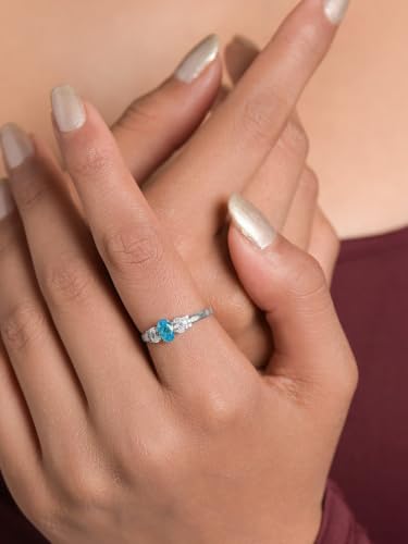 Image of Clara 925 Sterling Silver Blue Zirconia Adjustable Ring for Women | Platinum-Plated | Gift for Girl Wife Girlfriend for Anniversary & Birthday | Minimal Daily Wear