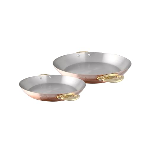 Mauviel M'150B 1.5mm Polished Copper & Stainless Steel 2-Piece Round Pan Set With Brass Handles, Made in France