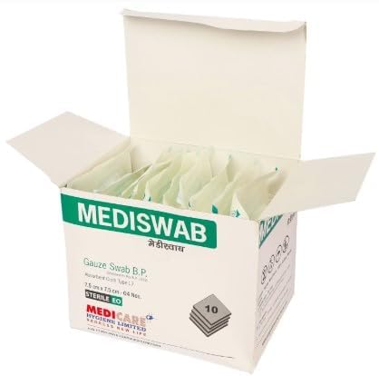 Image of PREMIUM MEDISWAB FROM MEDICA | Sterile Gauze Swab, 7.5 cm x 7.5 cm, 12 Ply | 40 Pieces (10 Pouches X 4)