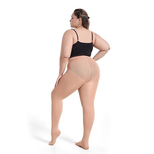 Image of Frola Plus Size Fleece Lined Tights Women Winter Warm Thermal Tights, 11+ Colors High Waisted Opaque Pantyhose