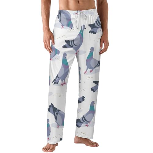 Bluish Pigeons Sleeping Pajama Pant for Men Casual Lounge Pocket Drawstring Sleepwear Sleep Pants M