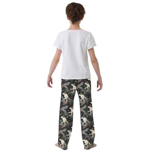 ALAZA Dog Merry Christmas Leaves Pajama Pants Long Sleep Pant Pajama Bottoms Elastic Waist with Pockets3