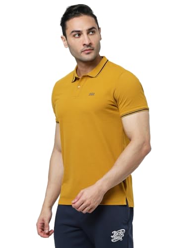 Image of Jack & Jones Men's Yellow Polo Collar Slim Fit T-Shirt