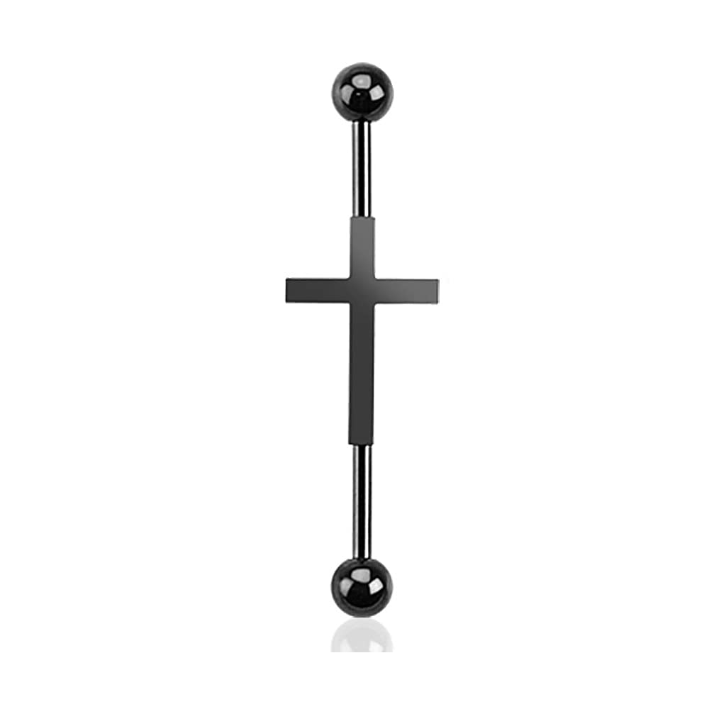 Pierced Owl - 14GA Centered Cross 316L Surgical Stainless Steel Industrial Barbell