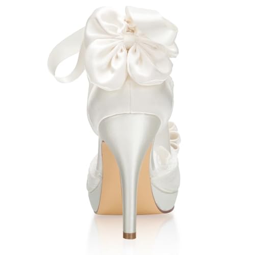 Emily Bridal 521-11 Wedding Shoes Lace Flowers peep Toe Rhinestone Ankle Strap high Heel Bridal Shoes4