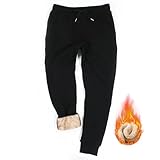 Inno Men's Sherpa Fleece Lined Jogger Pants Warm Sweatpants Thermal Winter Athletic Lounge 32', Black, L