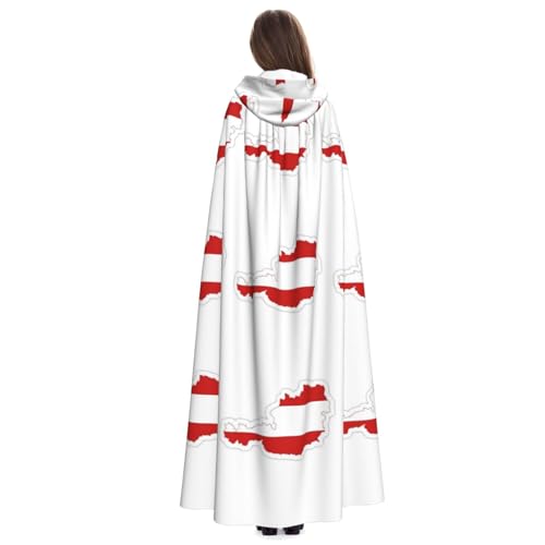 Cape drapeau autrichien à capuche de qualité supérieure pour déguisement sorcier et cosplay