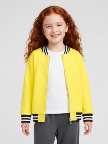 Image of LittleSpring Boys Girls Varsity Baseball Jacket Zip Up Bomber Jacket Thin 2-10Years