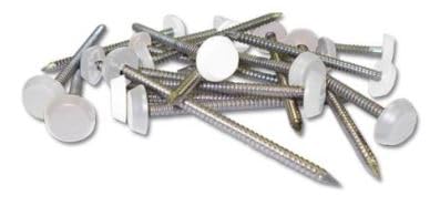 250 x UPVC 40mm Poly Top Pins Nails Plastic Headed Fascia Fixings (White)