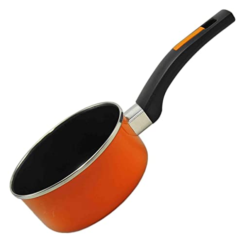 Monix Mandarina - Cazo 16 cm de Acero esmaltado Naranja con Antiadherente...
