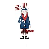 Glitzhome 36' H Wooden Uncle Sam Patriotic Garden Yard Stake, 4th of July Wall Decor/Porch Decor for Home Yard Front Door National Day Decoration