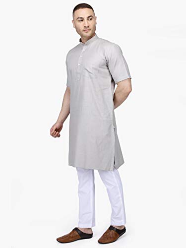 Image of Rajubhai Hargovindas Men's Premium Cotton Half Sleeve Solid Kurta