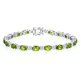 GEMLANTO Sterling Silver Created Peridot Tennis Bracelets for women August Birthstone Bracelets Charm Birthday Jewelry Gifts for Women 7 Inches