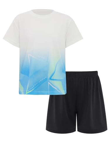 JEATHA Boys Active Shorts Set Breathable 2 Piece Quick Dry T-shirt And Mesh Shorts Summer Outfit for Kids3