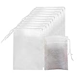 100 PCS Tea Bags with Drawstring, 9x7cm Reusable Empty Filter Bags for Loose Leaf Tea and Soup Spices