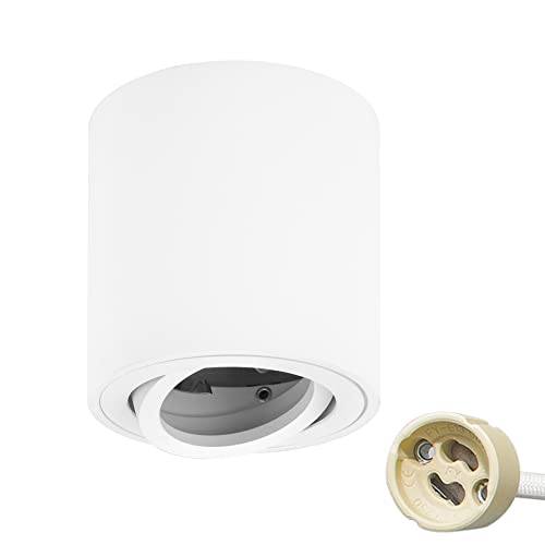 KYOTECH Focos LED Techo Focos Superficie giratorio Lámpara de techo empotrable incl. portalámpara GU10 foco empotrable Lampara focos techo blanca adecuado para módulos GU10 & LED