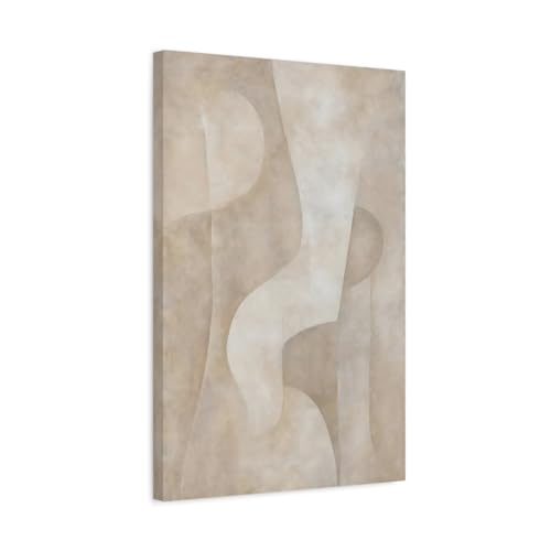Cadre abstrait beige decoration salon moderne et deco murale bureau vertical