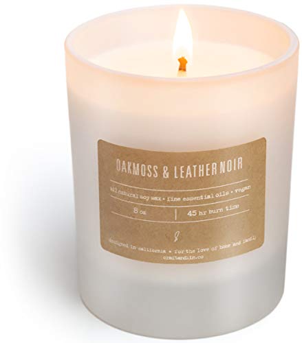Premium Scented Candles Soy Candle | Relaxing Pair of Oakmoss & Leather Noir