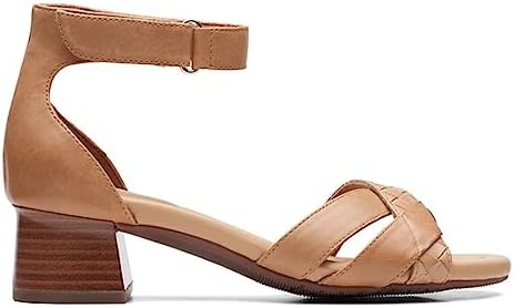 Clarks Women's Desirae Lily Heeled Sandal, Light Tan Leather, 8.5 Wide | Image 1